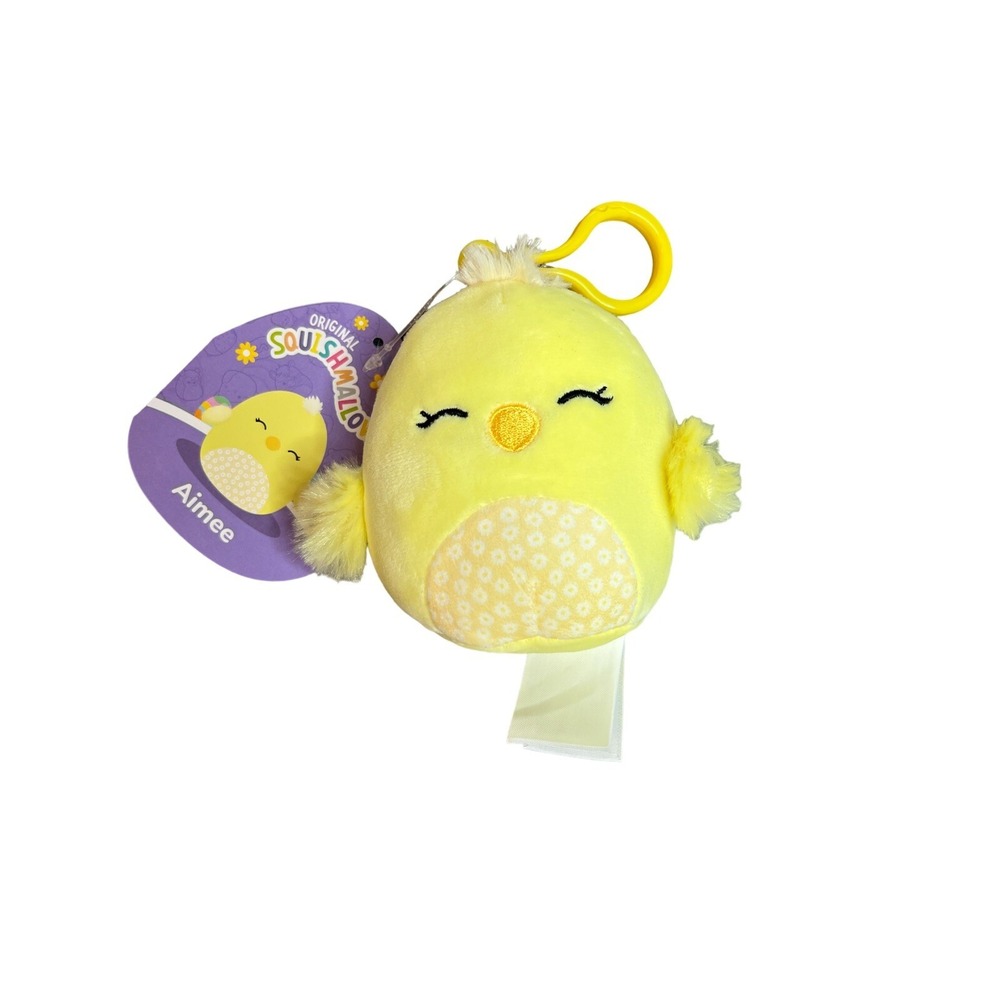 Squishmallows Aimee Chick Flowers Clip On 3.5" 2023‎ Easter Spring Plush NEW